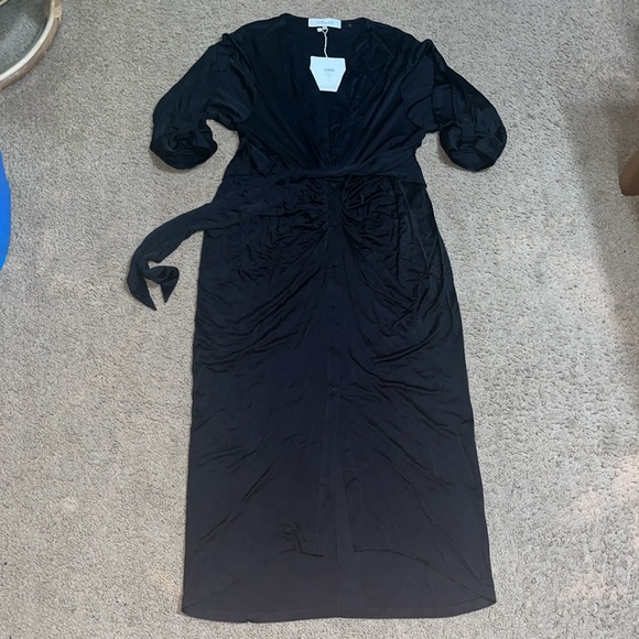 Diane Von Furstenberg DVF Jelissa Jersey Ruched Button Front LBD Dress Black XL - Picture 4 of 14